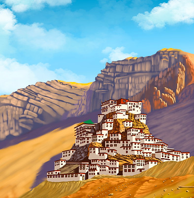 Iconic structure of Kee Gonpa, Spiti | Illustration: Nawang Tankhe