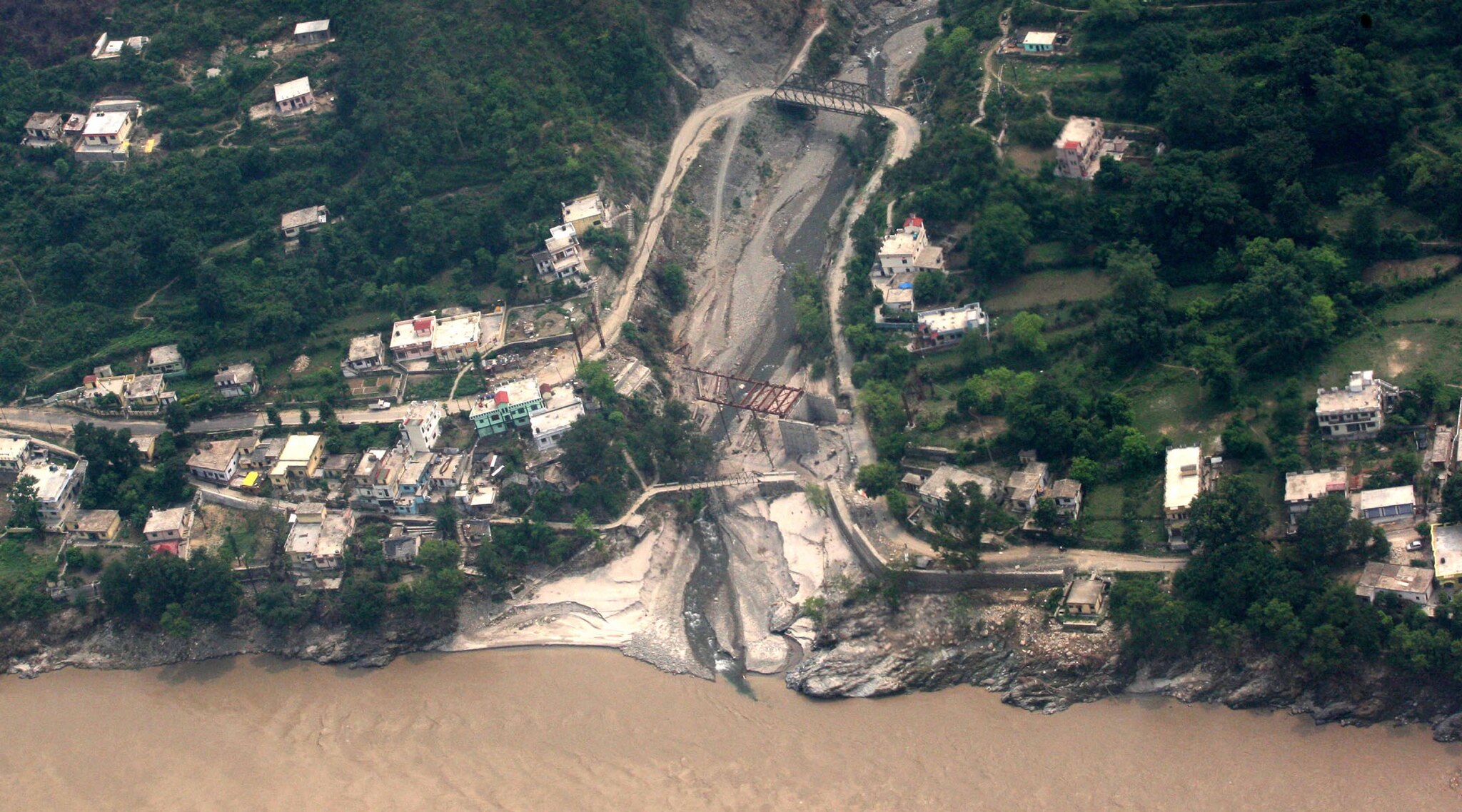 An aerial view of flood-ravaged Rudraprayag, in Uttarakhand | Photo: Wikimedia Commons